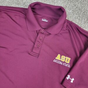 Under Armour ASU Sun Devils Mens Large Maroon Performance Stretch Polo SS
